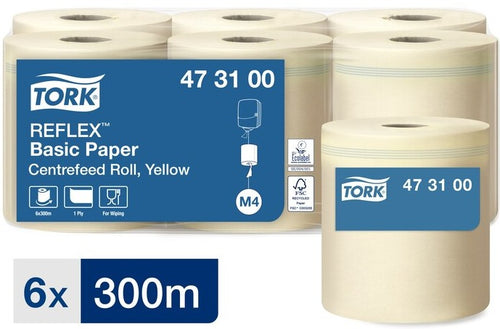 Hand towel TORK Reflex Yellow Midiroll 300m 857 sheets 1 - layer M4 473100 6 Rolls