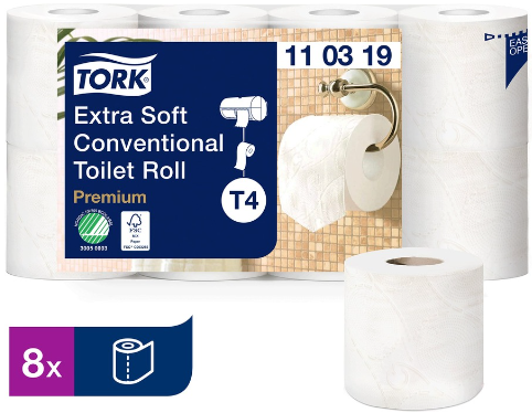 Tualetes papīrs TORK Premium 19,1m 3 - kārtas T4 110319 8 Ruļļi